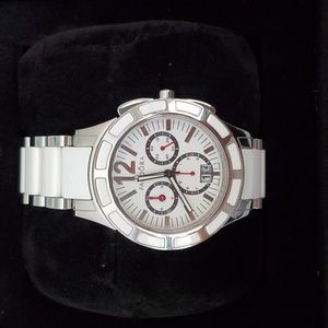 Pandora watch, white and chrome
